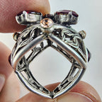 Pomander Caged Marquise Cocktail Ring Size 6 Silverplate Vintage
