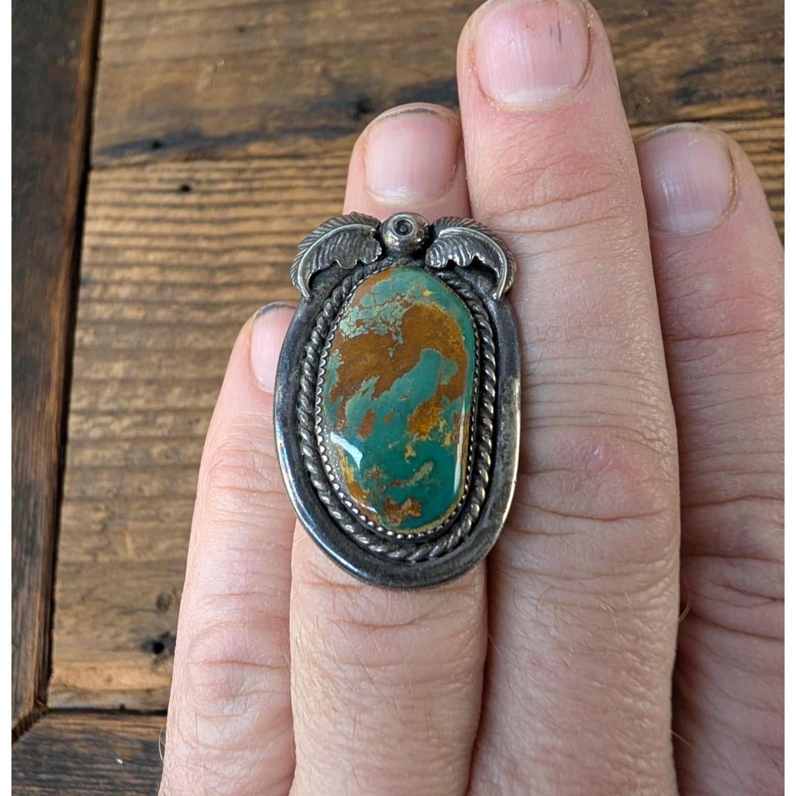 Royston Turquoise Sterling Silver Native Ring by Ruben Castillo Size 5 3/4