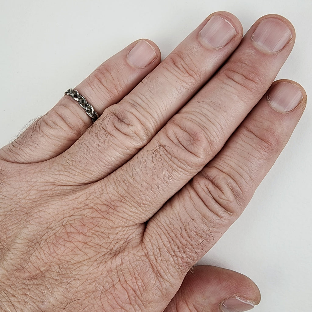 Vintage Braided Textured Band Ring Size 6 1/2 in Sterling Silver 925