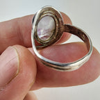 Modernist Rainbow Moonstone Cabochon Ring Size 8 Sterling Silver 925 Vintage