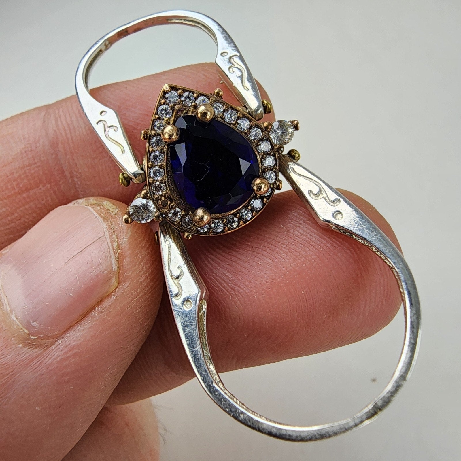 Sapphire Turkish Reversible Ring Size 6 Sterling Silver 925 Vintage