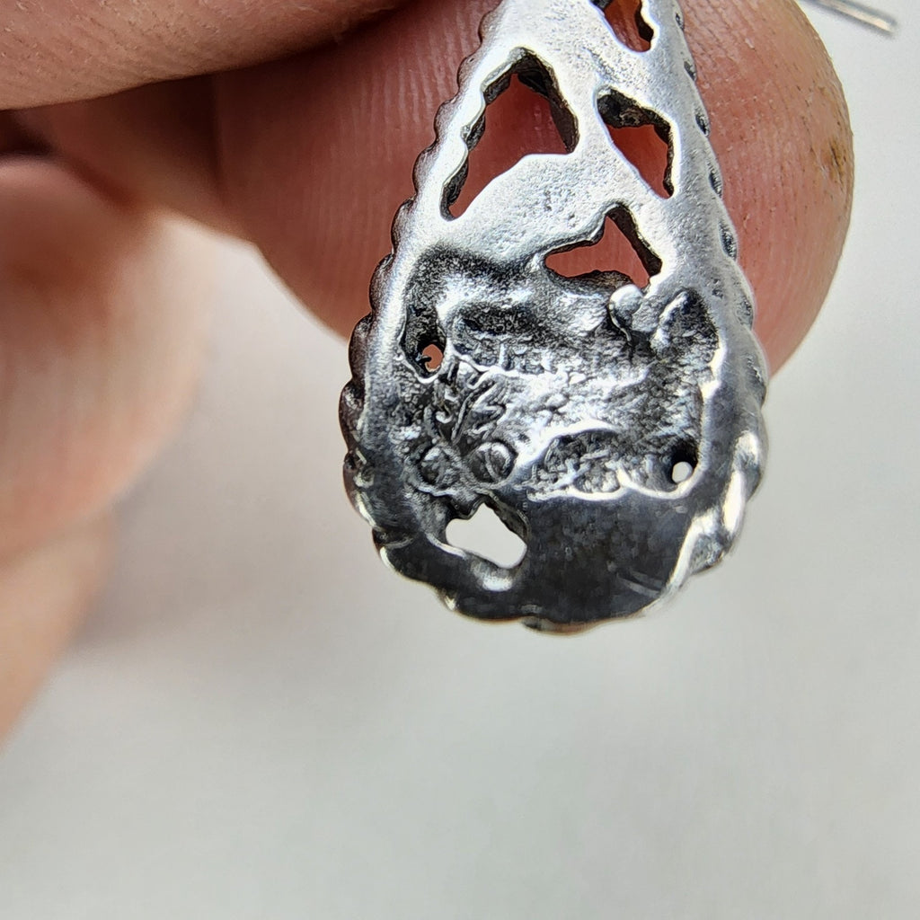 Black Hills Gold Rose & Leaf Teardrop Earrings Sterling Silver 925 Vintage