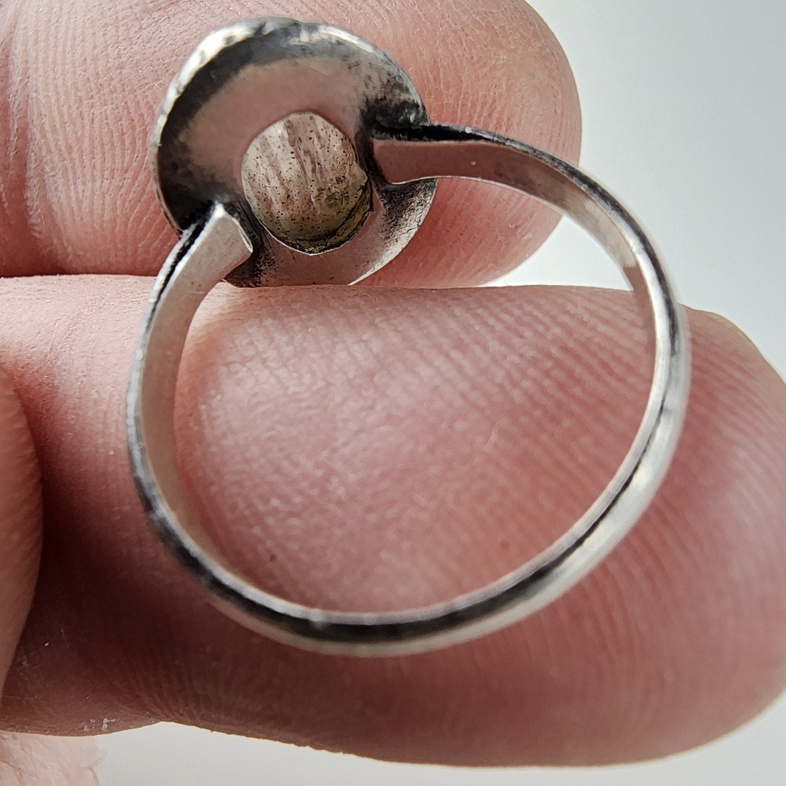 Rainbow Moonstone Cabochon Ring Size 5 1/2 Sterling Silver 925 Vintage