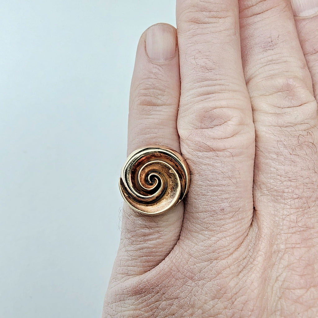 Gold Finish Spiral Textured Ring Size 7 Sterling Silver 925 Vintage