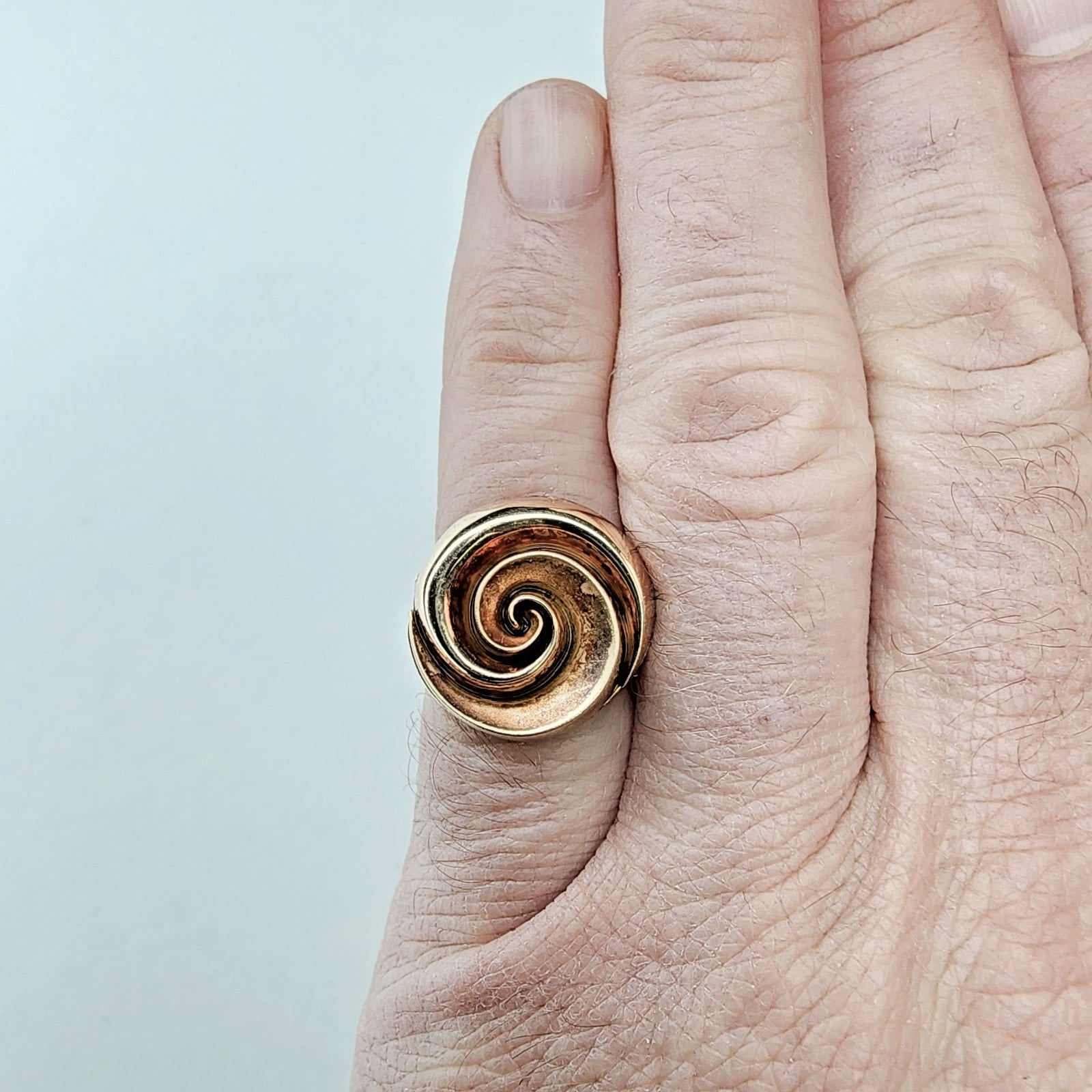 Gold Finish Spiral Textured Ring Size 7 Sterling Silver 925 Vintage