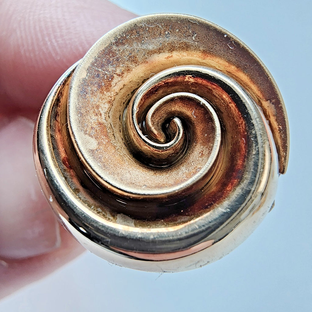 Gold Finish Spiral Textured Ring Size 7 Sterling Silver 925 Vintage