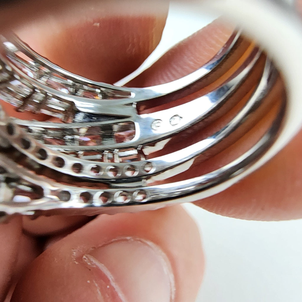 Swarovski Crystal Crossover Band Ring Size 5 1/2 Sterling Silver 925 New