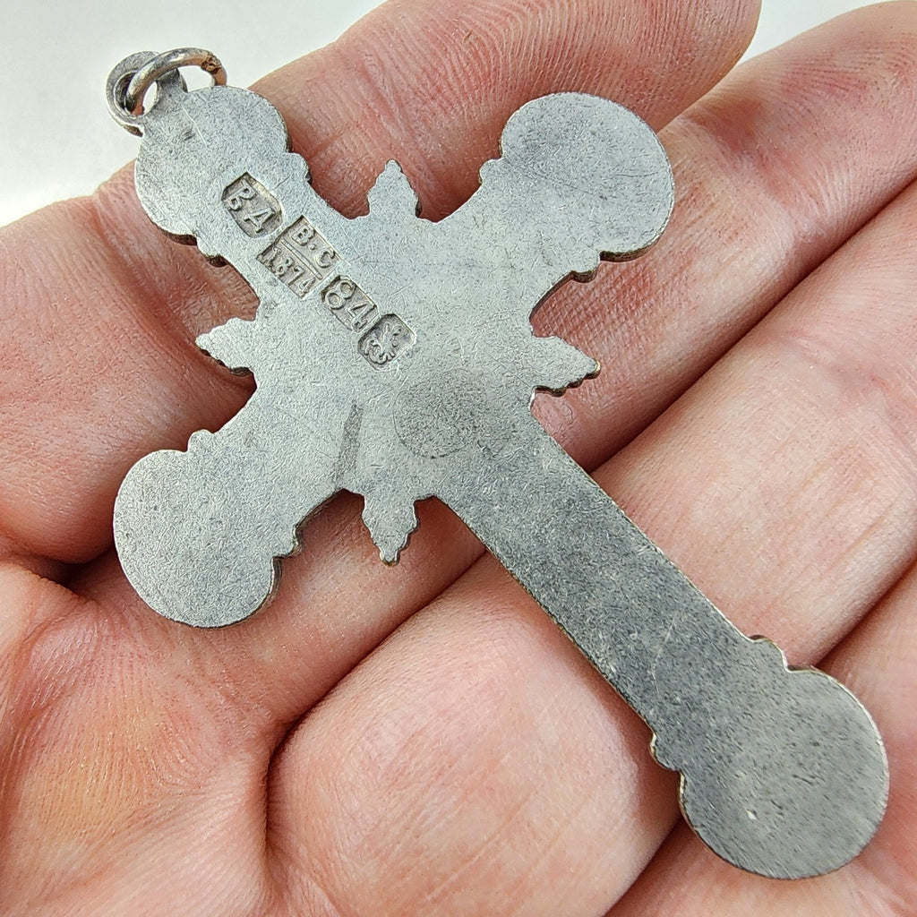 1874 Russian Imperial Cross 84 Sterling Silver 875 Moscow Jesus Corpus Crucifix