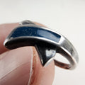 Vintage Blue Enamel Ribbon Crossover Ring Size 5 1/2 in Sterling Silver 925