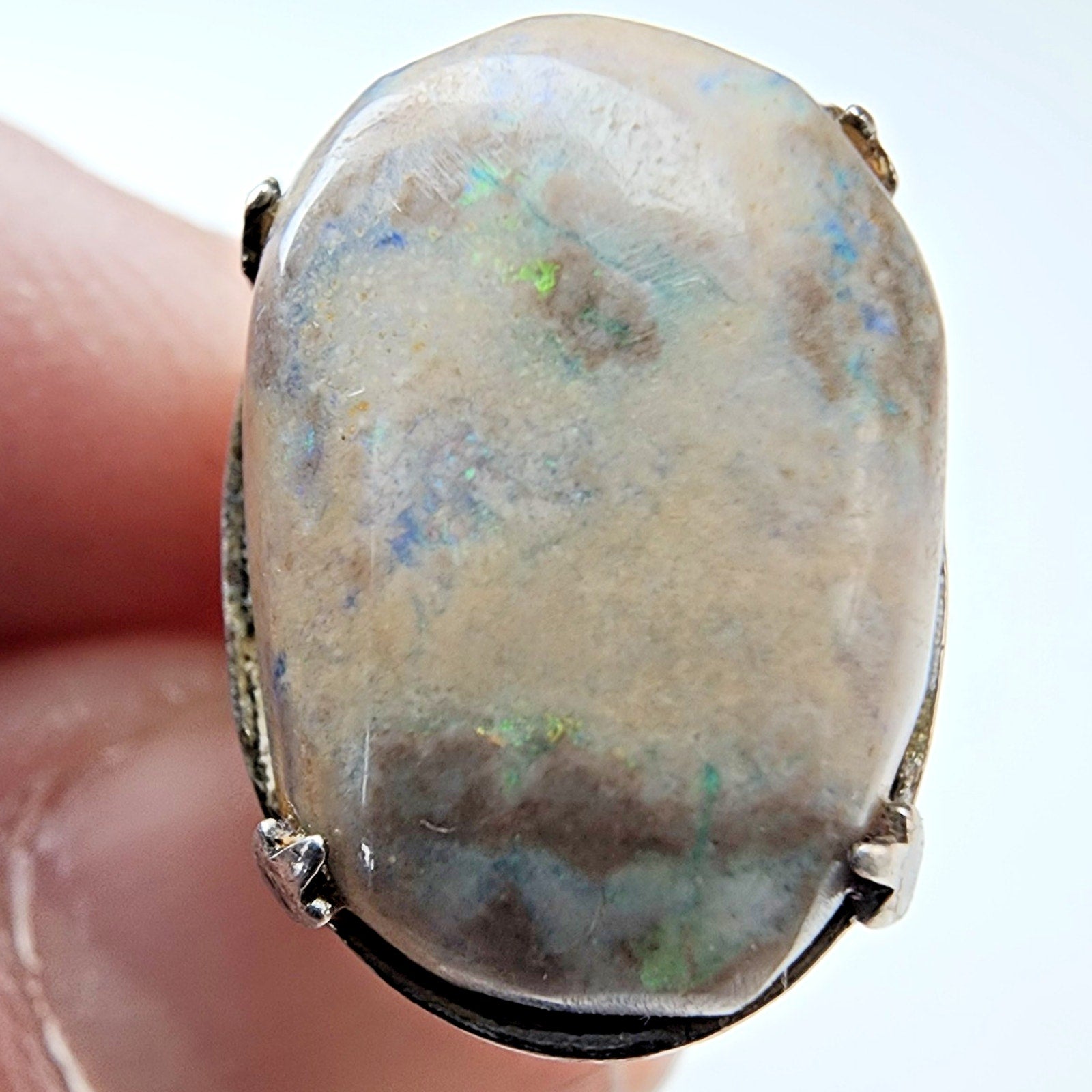 Boulder Opal Adjustable Size Ring Sterling Silver 925 Vintage