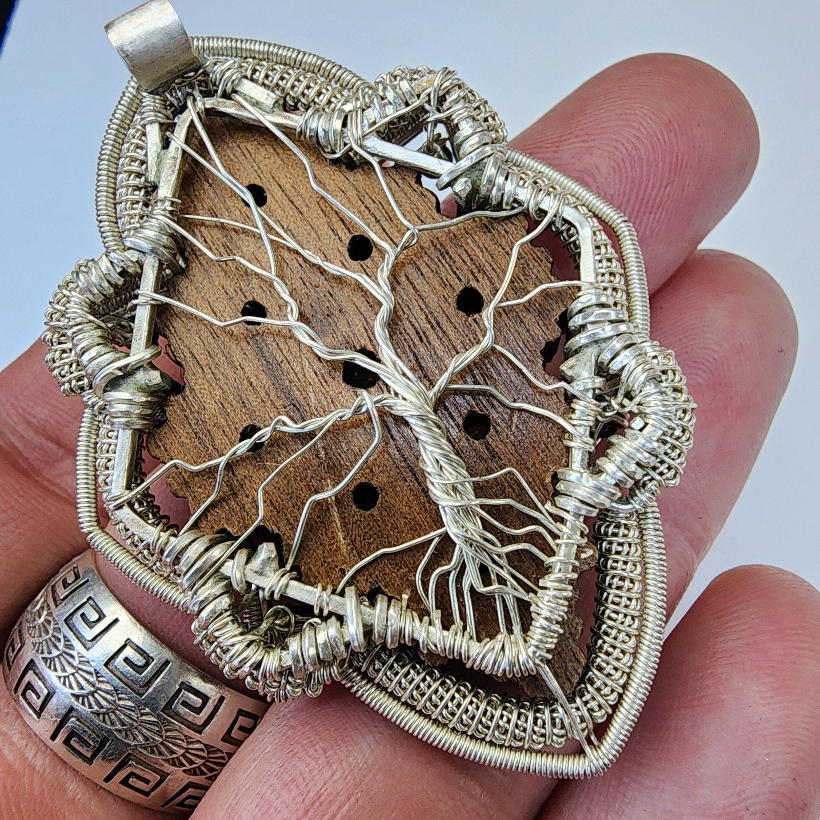 Opal Wire Wrap by LaserTrees & WrappedEnergy Sterling Silver 925 Pendant