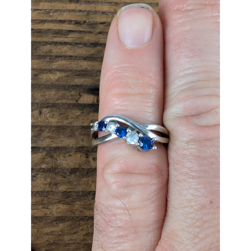 Vintage TOPAZ Sterling Silver 925 Bypass Ring Size 6