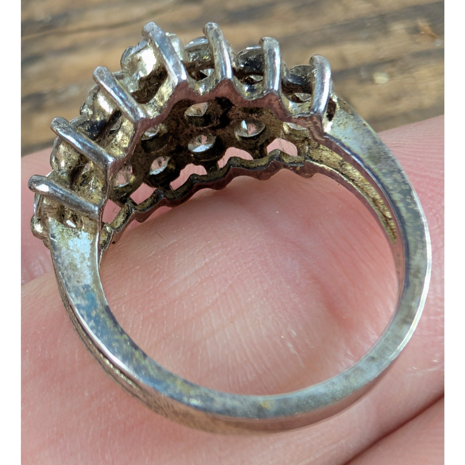 Designer CZ Cluster Sterling Silver 925 Ring Size 6