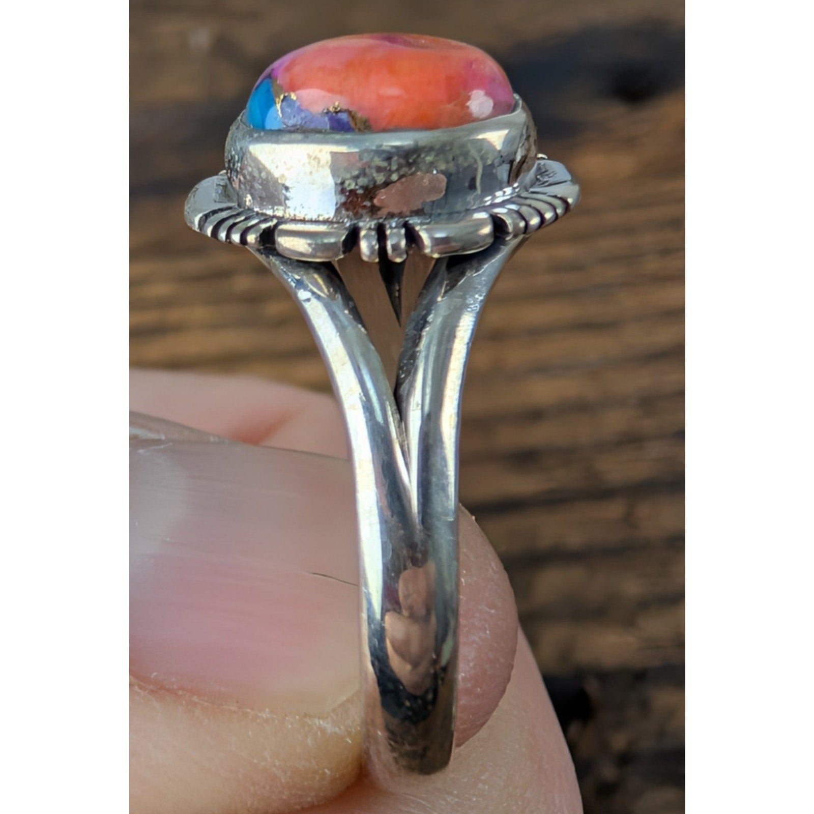 Southwestern Pink Dahlia Sterling Silver 925 Ring Size 10 New