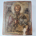 19th C Russian Icon of St Nicholas the Wonderworker Hand Painted Travel Size