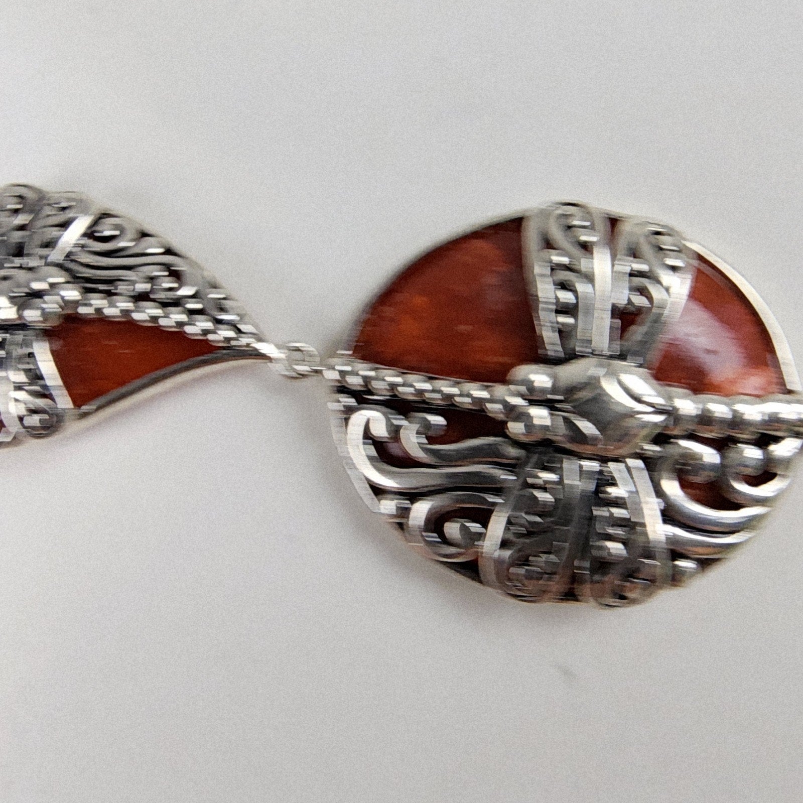 Orange Firefly Bracelet Sterling Silver 925 Adjustable 7" to 8"