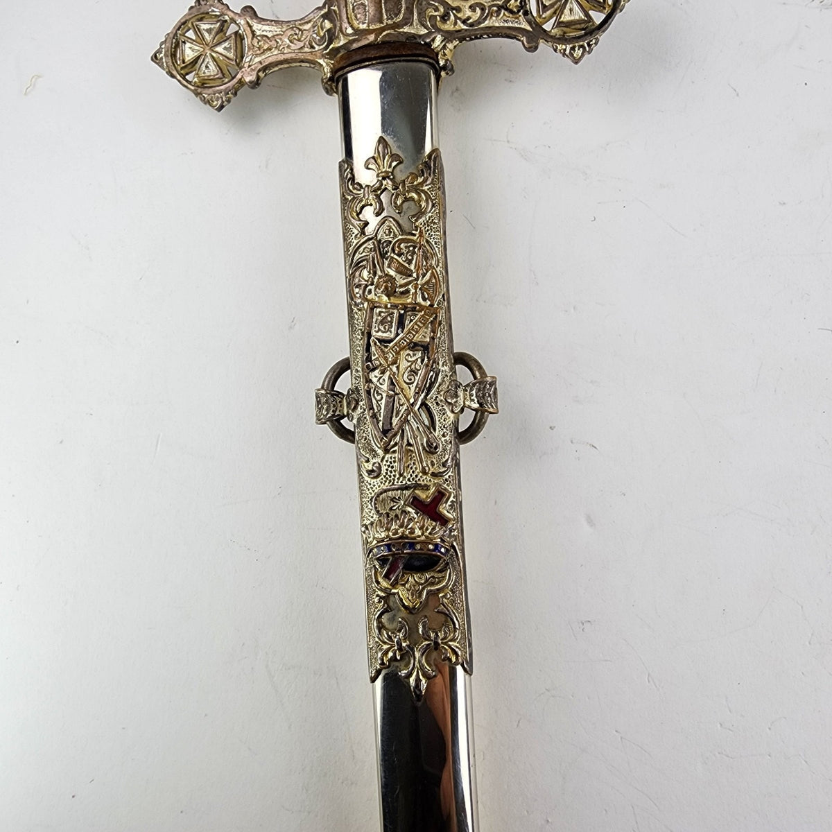 37" Freemason Vintage Sword & Sheath Engraved Henderson Ames Co.