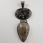 Rutilated Quartz & Rhodochrosite Sterling Silver 925 Vintage Articulated Pendant