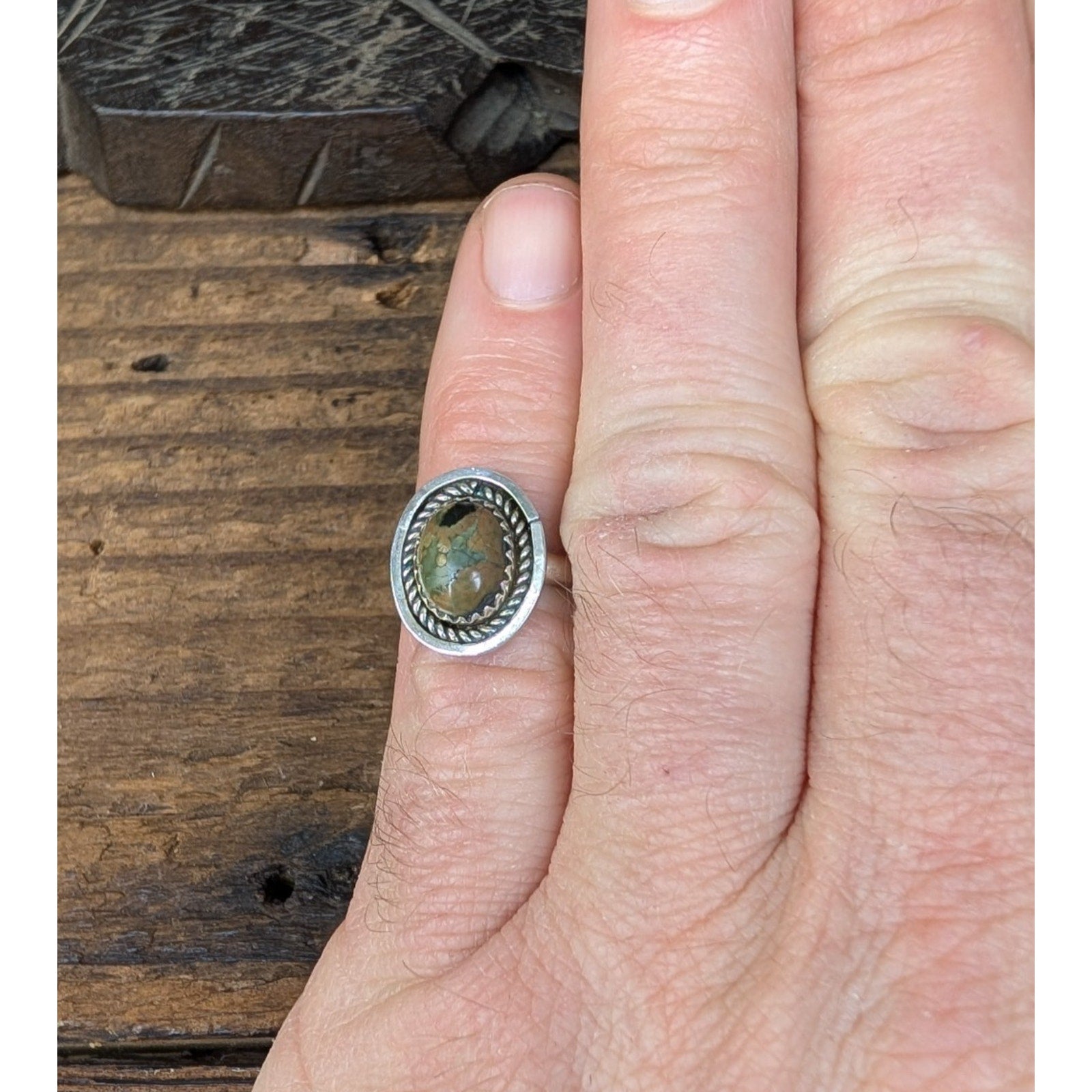Rainforest Rhyolite Sterling Silver 925 Ring Size 6 1/2 by Joel Gray Native