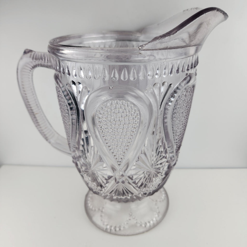 Dotted Loop Pattern Purple Depression Glass Pitcher Vintage