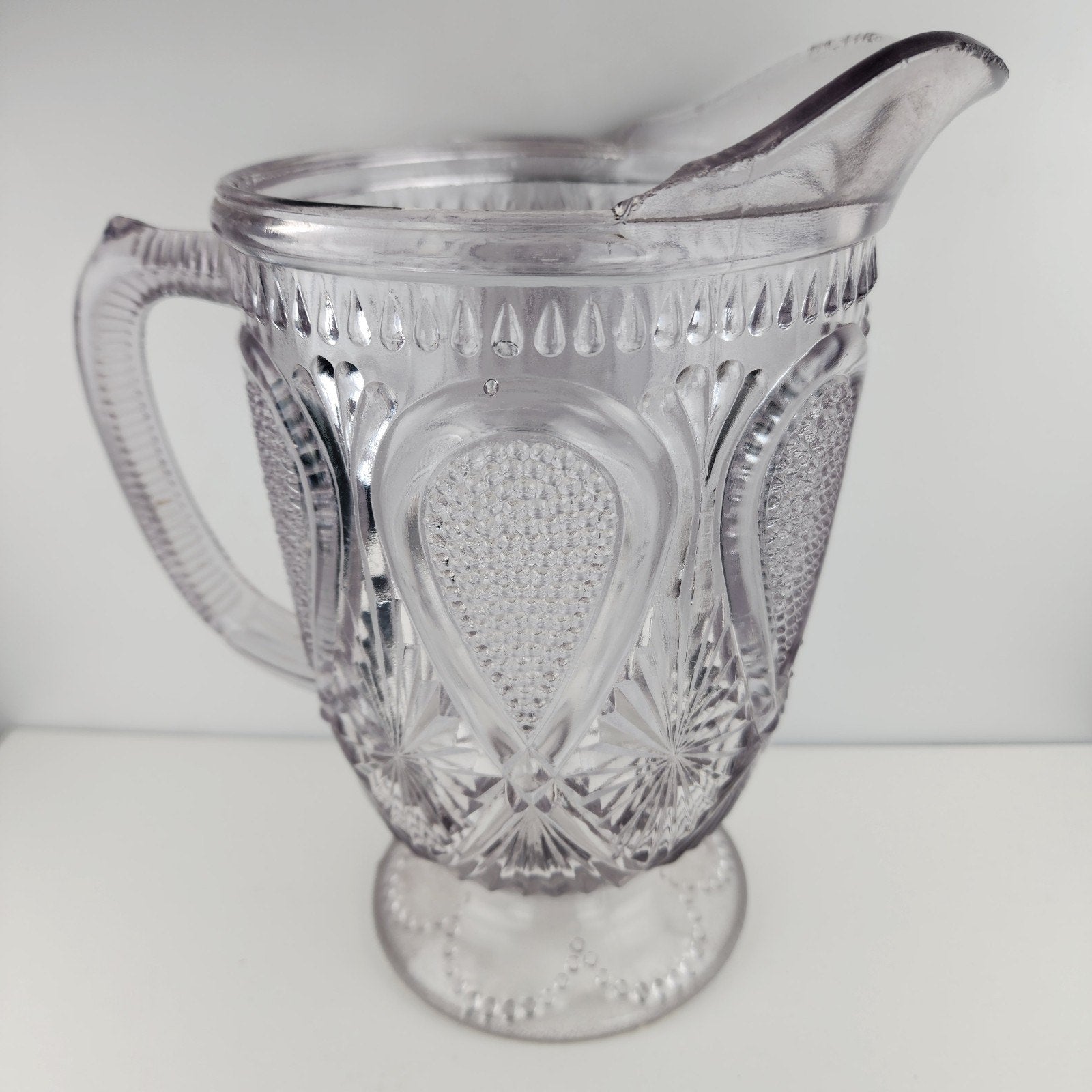 Dotted Loop Pattern Purple Depression Glass Pitcher Vintage