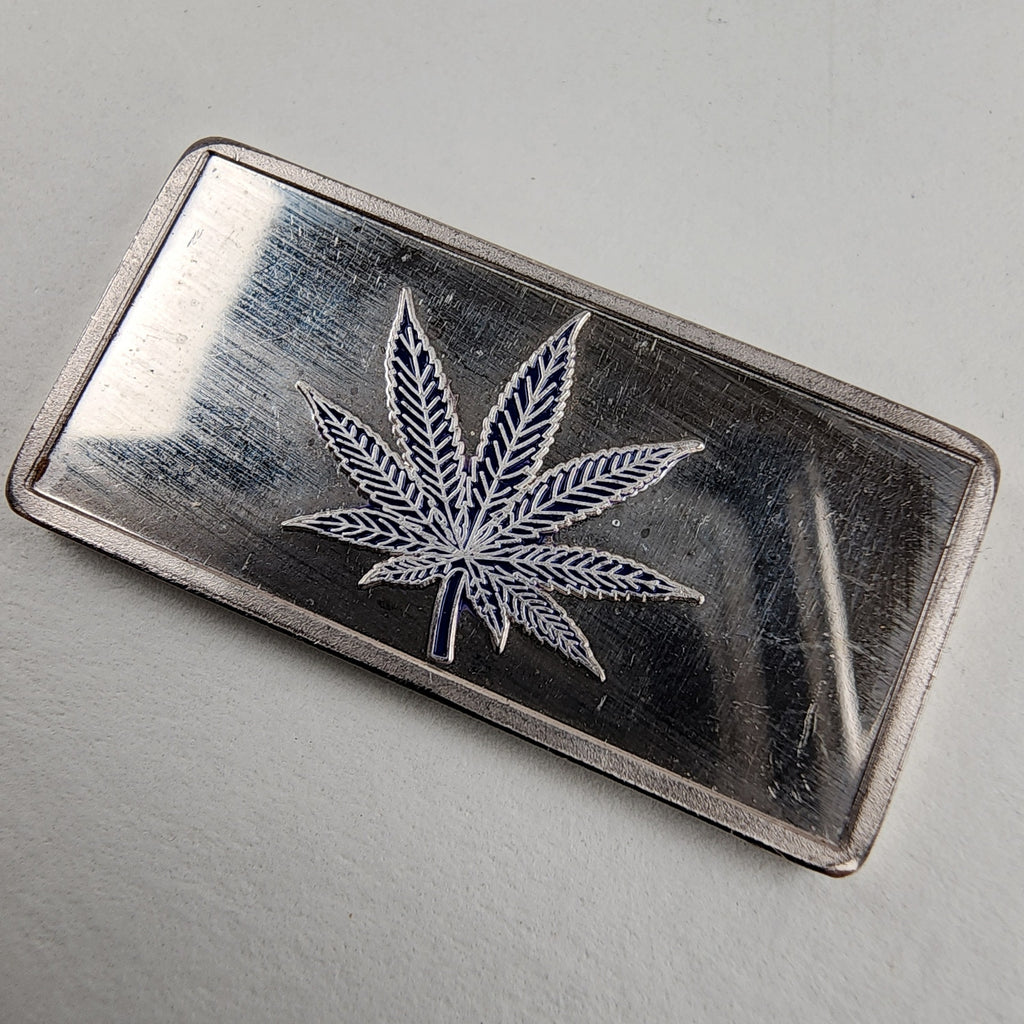 Vintage 1/4 Troy Ounce .999 Fine Silver Bar Legalize It Leaf Bullion