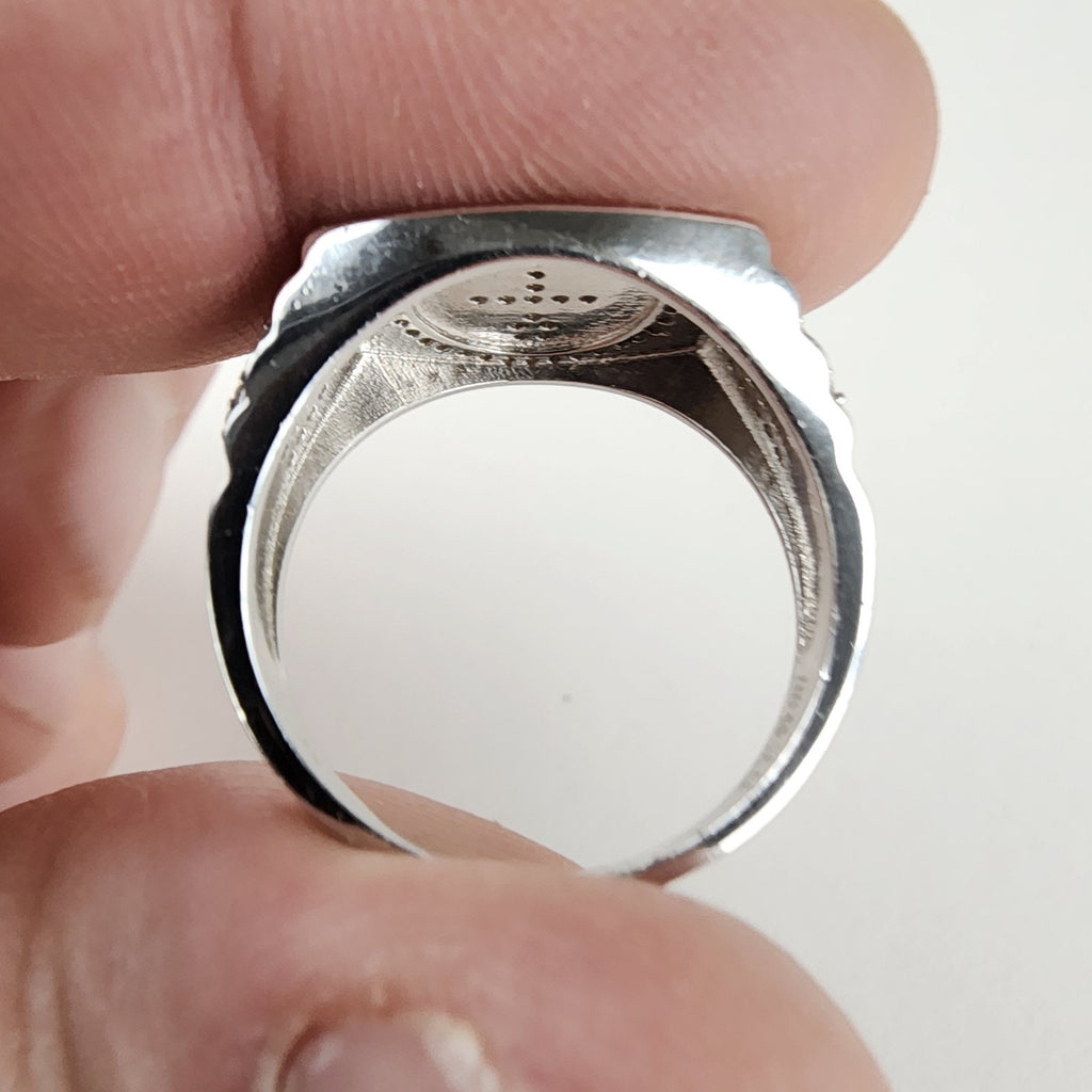 Moissanite Ankh Mens Ring Size 11 Sterling Silver 925 New