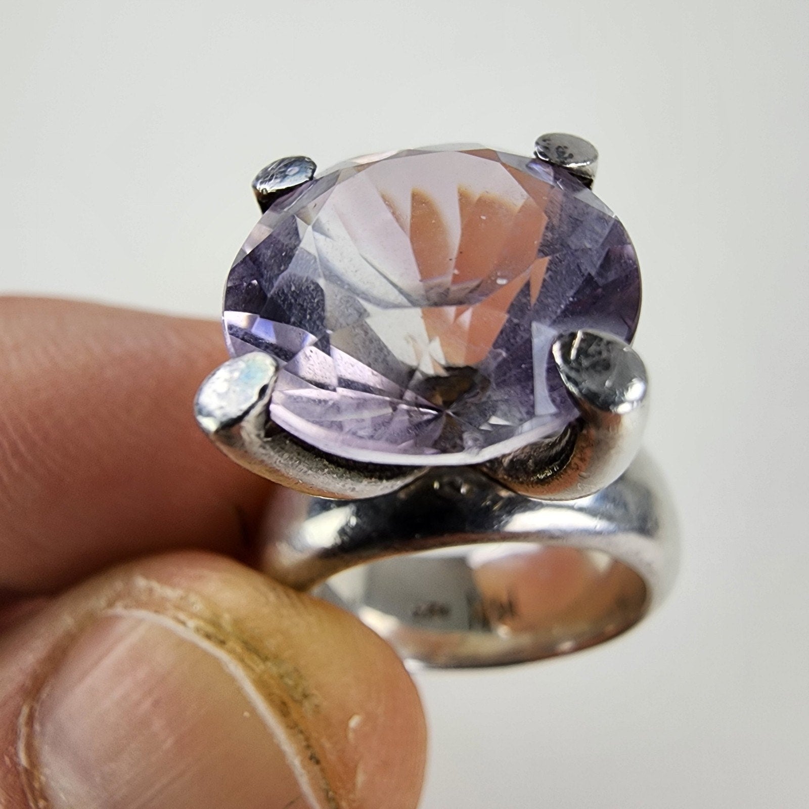 Pink Spinel Solitaire MH Designer High Set Ring Size 6 Sterling Silver 925