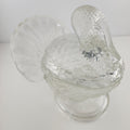 Clear Glass Turkey Lidded Candy Covered Dish by L.E. Smith Vintage