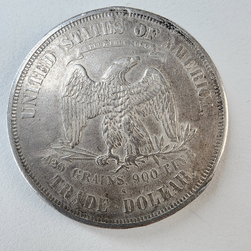 1874 S Chopmarked Trade Dollar US $1 San Francisco Chinese