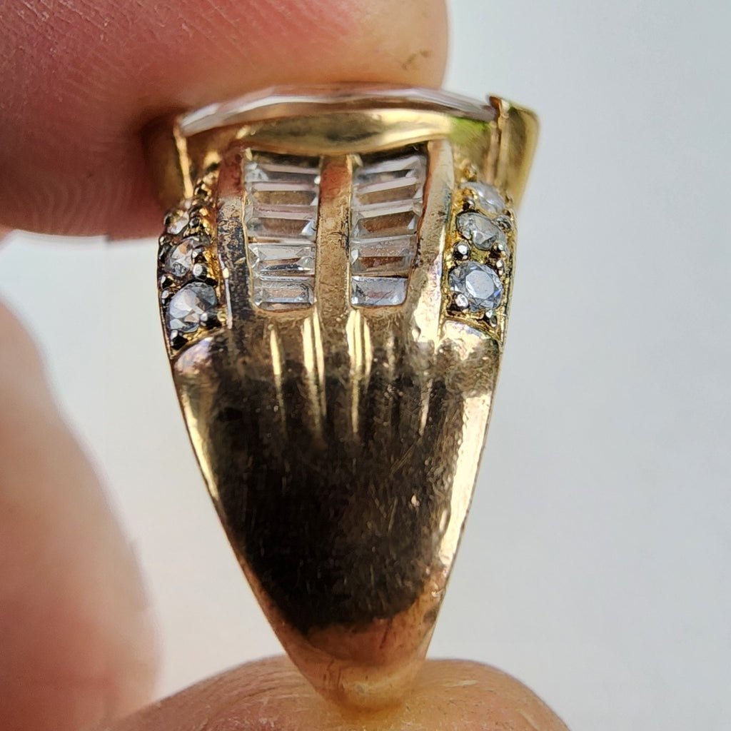 Marquise & Baguette CZ Cocktail Ring Size 6 Sterling Silver 925 Vintage