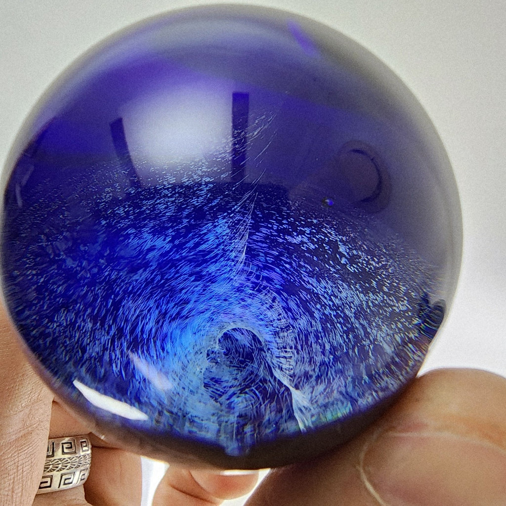 50mm Dichroic Blue Vortex Marble Borosilicate Handmade