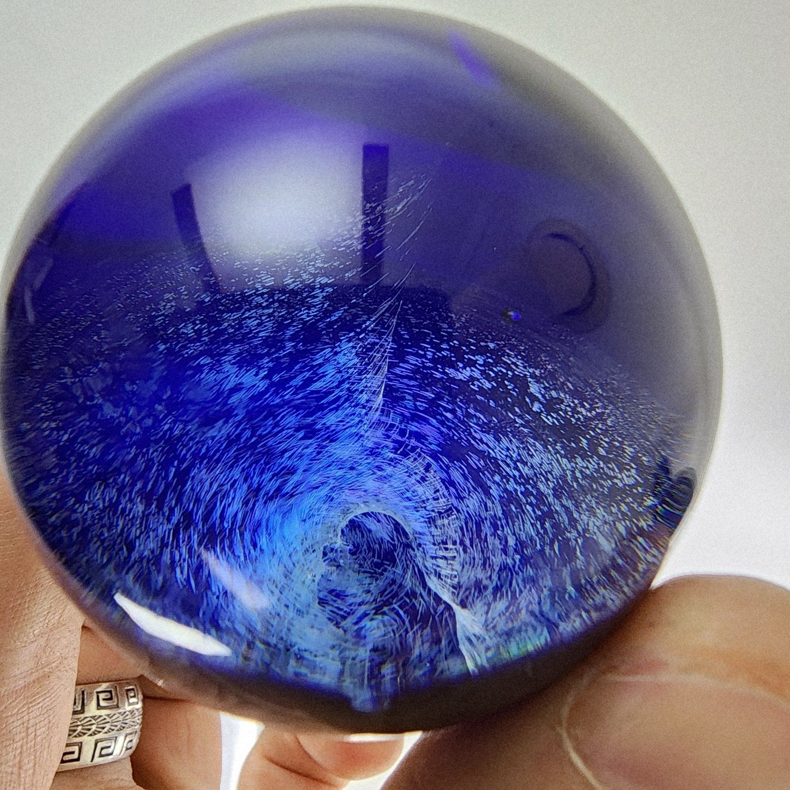 50mm Dichroic Blue Vortex Marble Borosilicate Handmade