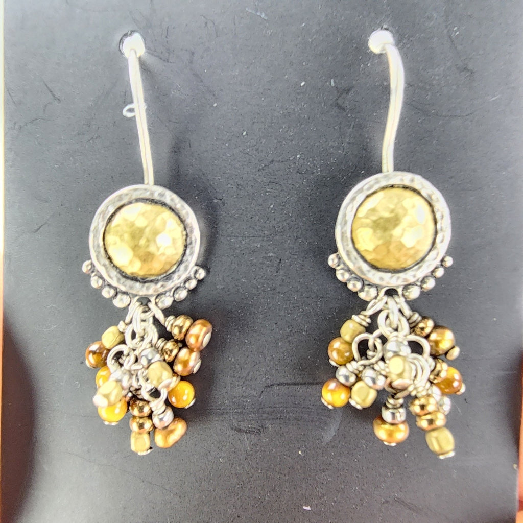 Silpada Beaded Shield Earrings Sterling Silver 925 & Brass Vintage