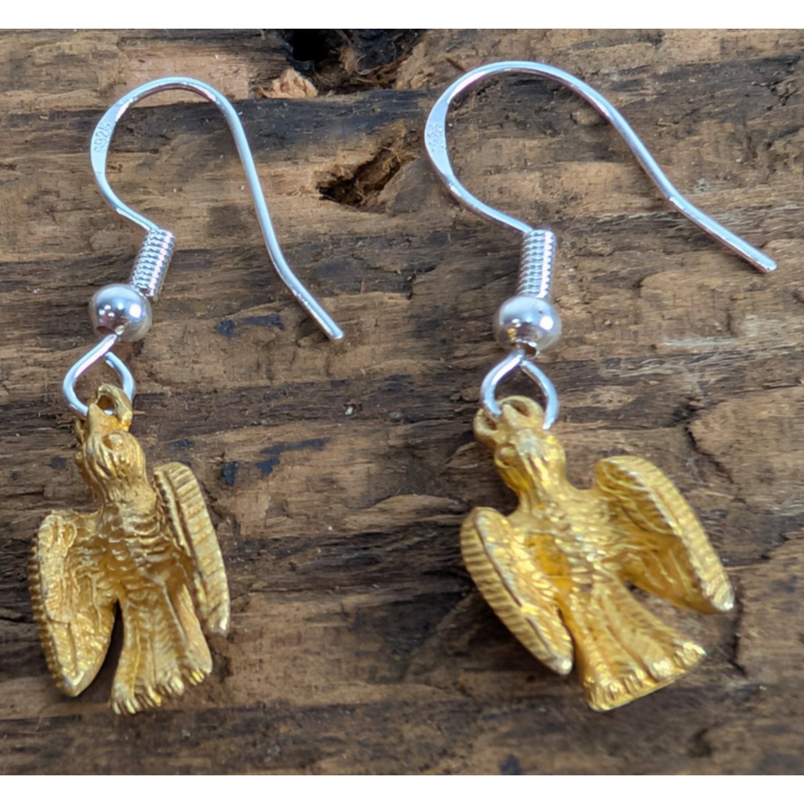 Designer Alexis Bittar Sterling Silver 925 Textured Bird Dangle