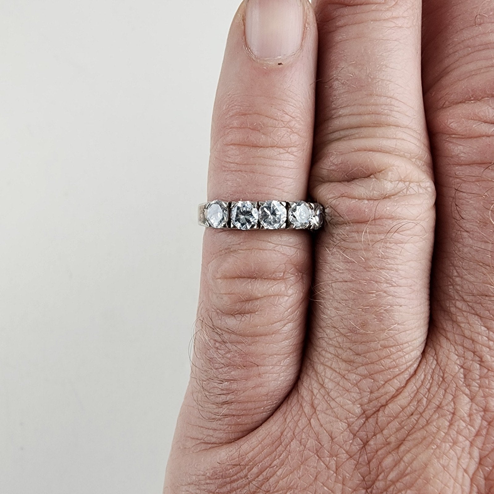 Sterling Silver 925 Four Stone Heart Ring Size 6 Vintage