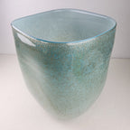 Seafoam Green Bubble Trap Art Glass Vase Hand Blown Square Vessel