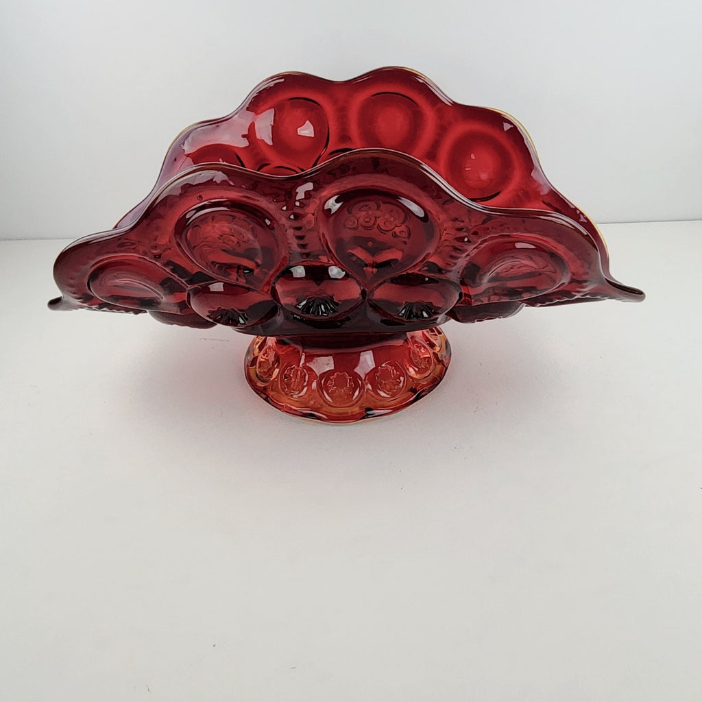 Ruby Amberina Moon and Stars Banana Boat Fruit Bowl by L.E. Smith Vintage