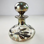 Art Nouveau Sterling Silver Overlay Glass Perfume Bottle with Stopper