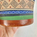 1930's Ladislao Ortega Polychrome Handled Basket Clay Painted Mexican Pottery