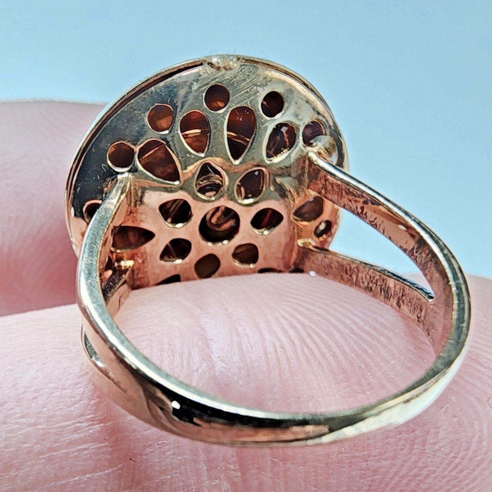 Gold Finish Spiral Textured Ring Size 7 Sterling Silver 925 Vintage