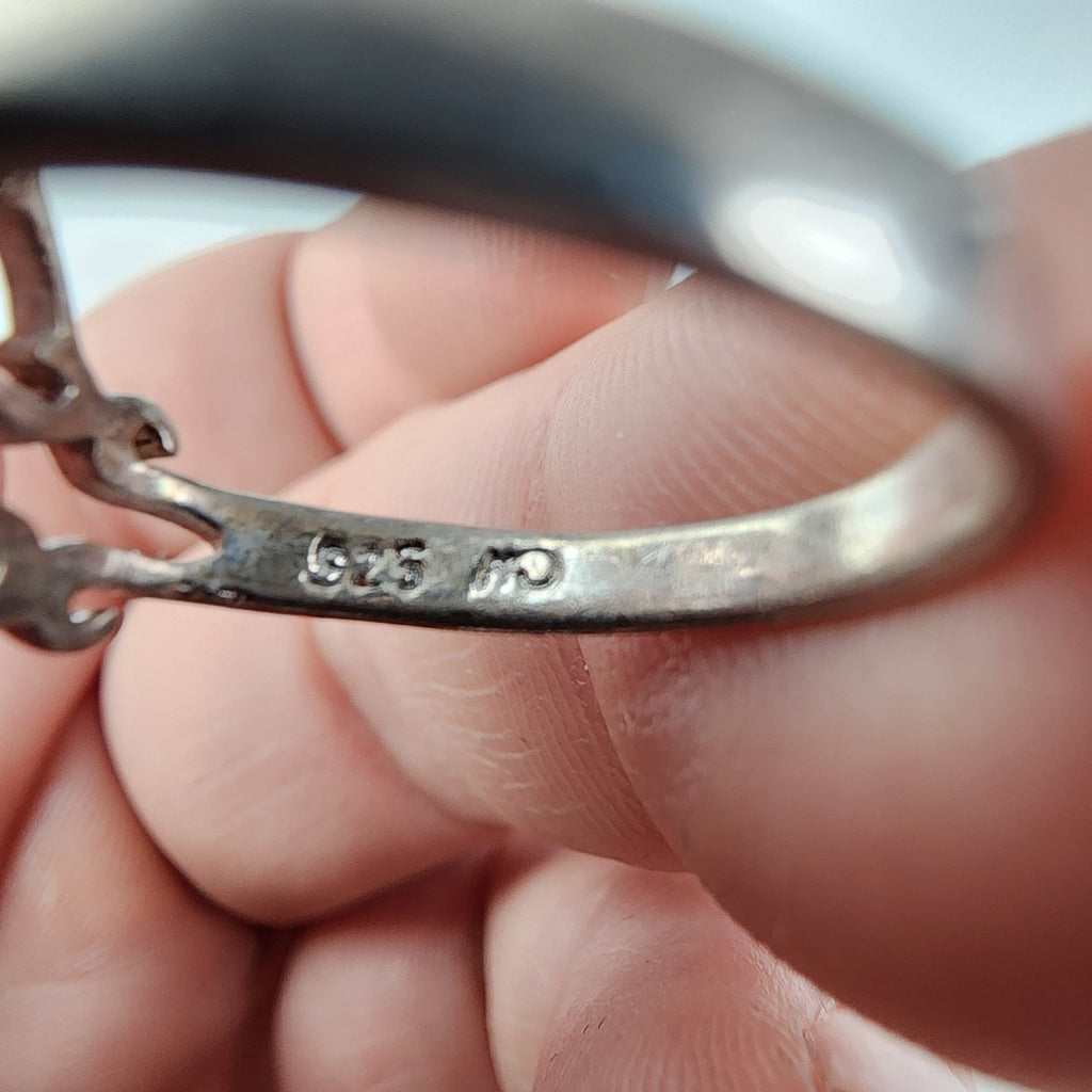 Filigree Open Cross Ring Size 6 Sterling Silver 925 Vintage