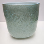 Seafoam Green Bubble Trap Art Glass Vase Hand Blown Square Vessel