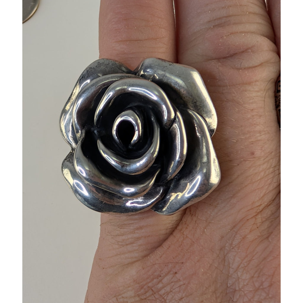 Electroform Flower Rose Sterling Silver 925 Designer Ring Size 7 1/4