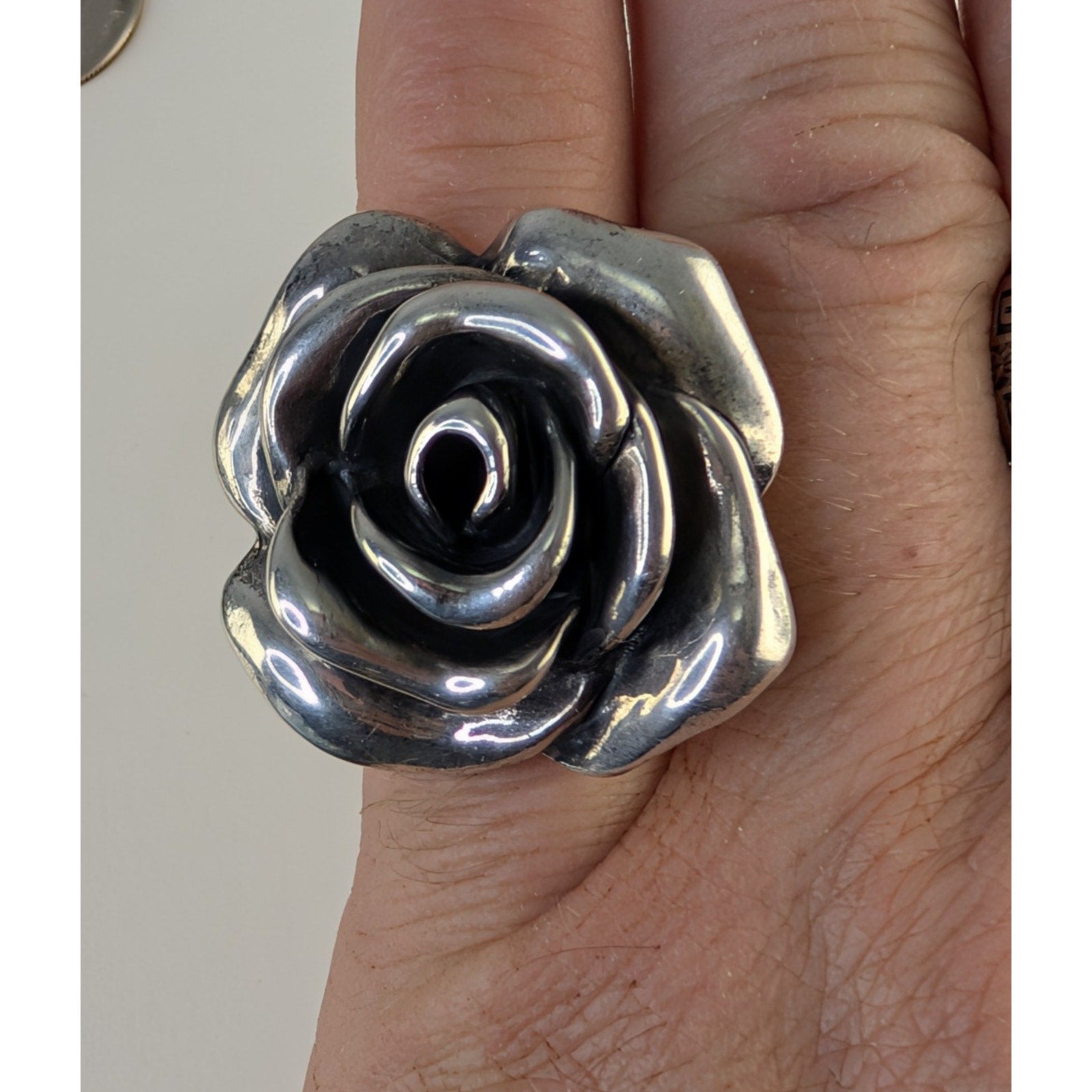 Electroform Flower Rose Sterling Silver 925 Designer Ring Size 7 1/4