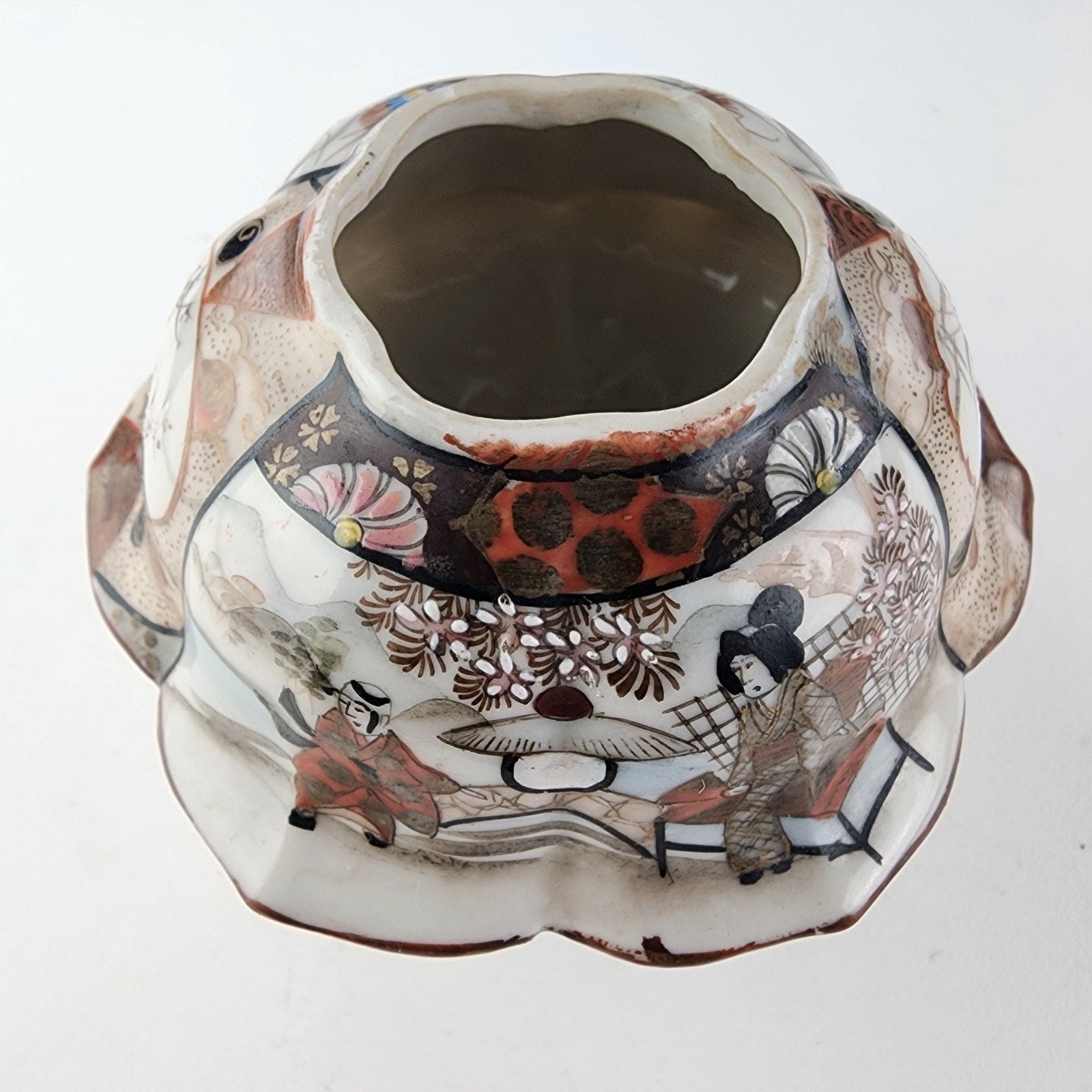 Meiji Period Japanese Imari Porcelain Hair Jar Receptacle Vintage