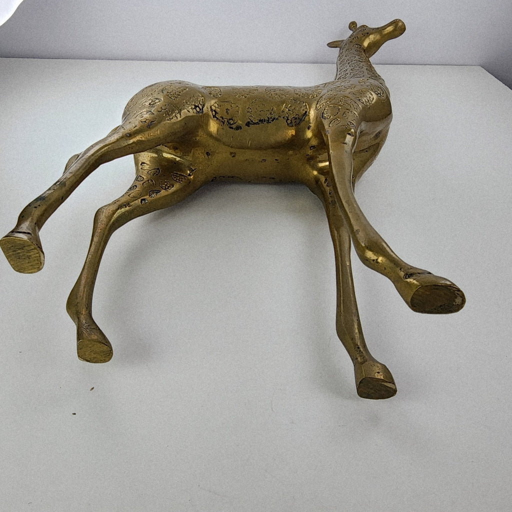 18" Brass Giraffe Animal Sculpture Midcentury MCM Stamped