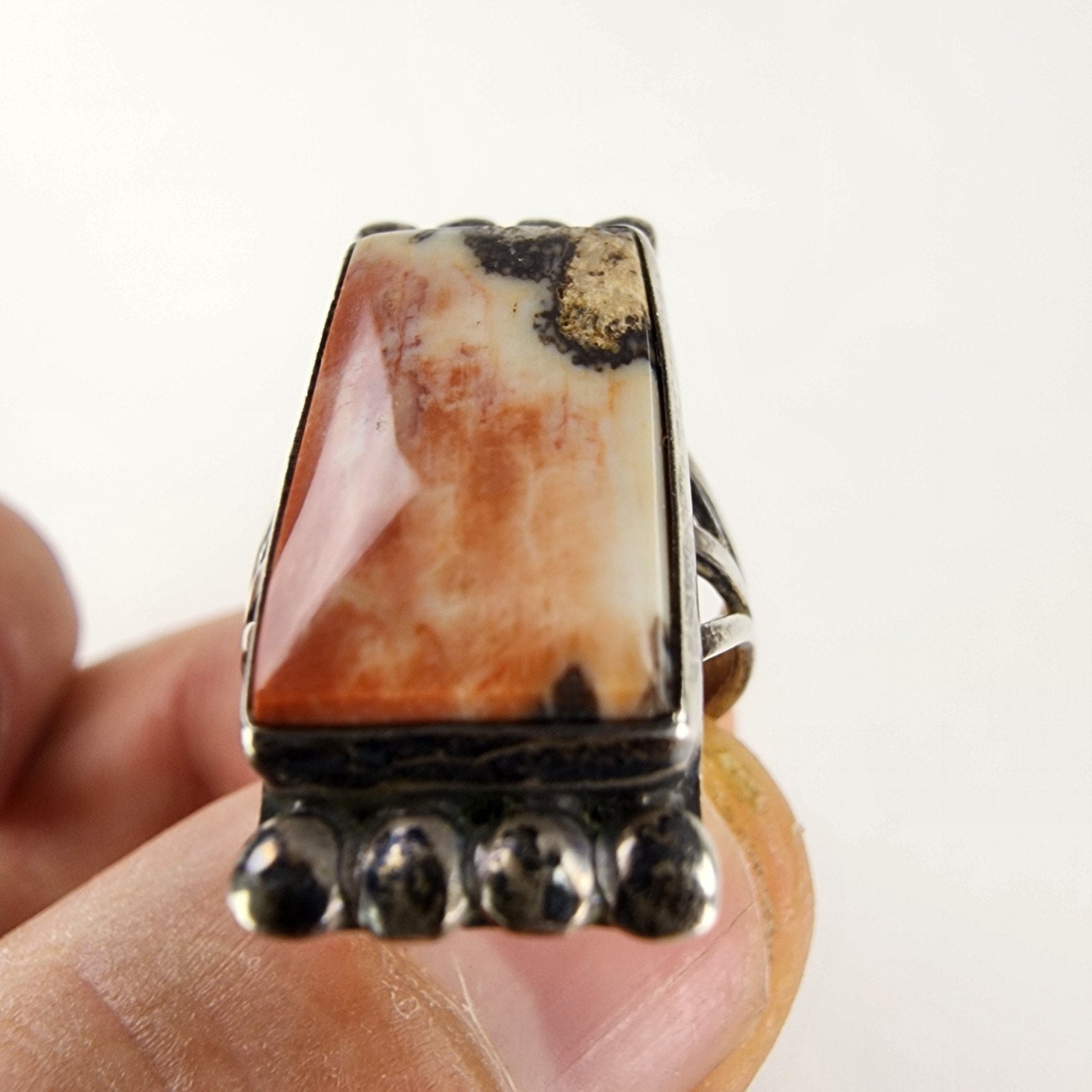 Petrified Wood Native Ring Size 7 1/2 Sterling Silver 925 Vintage Navajo