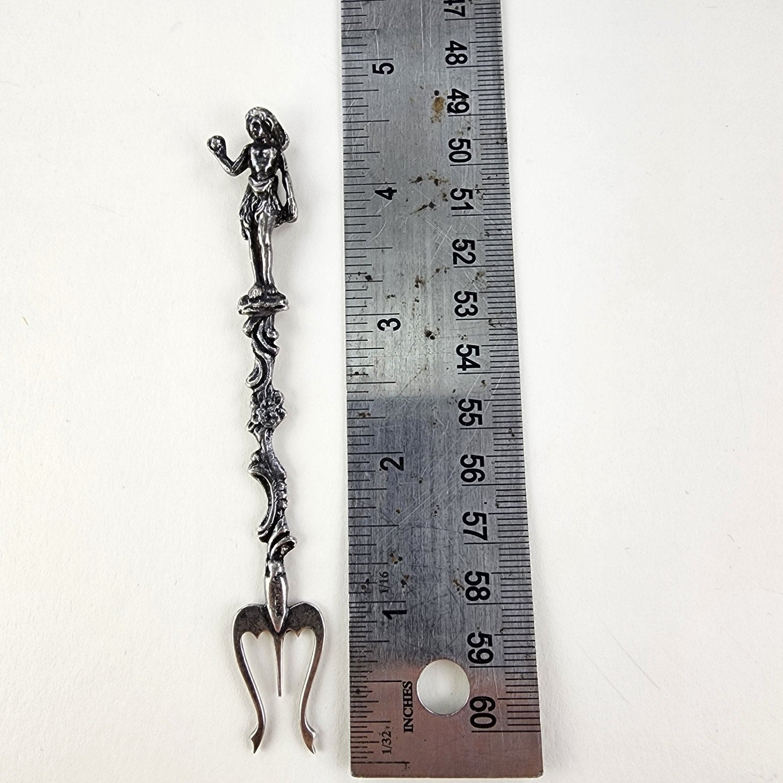 4 1/2" Hawaiian Hula Dancer Trident Pickle Fork Sterling Silver 925 Vintage