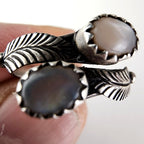 Running Bear Mother of Pearl Bypass Native Ring Size 4 1/2 Sterling Silver 925